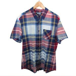 Desigual Man Plaid Short Sleeve Shirt Graffiti Large